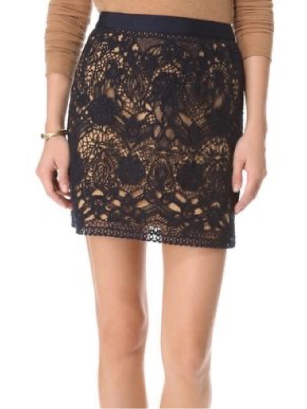 Club Monaco Black Lace Overlay Mini Skirt